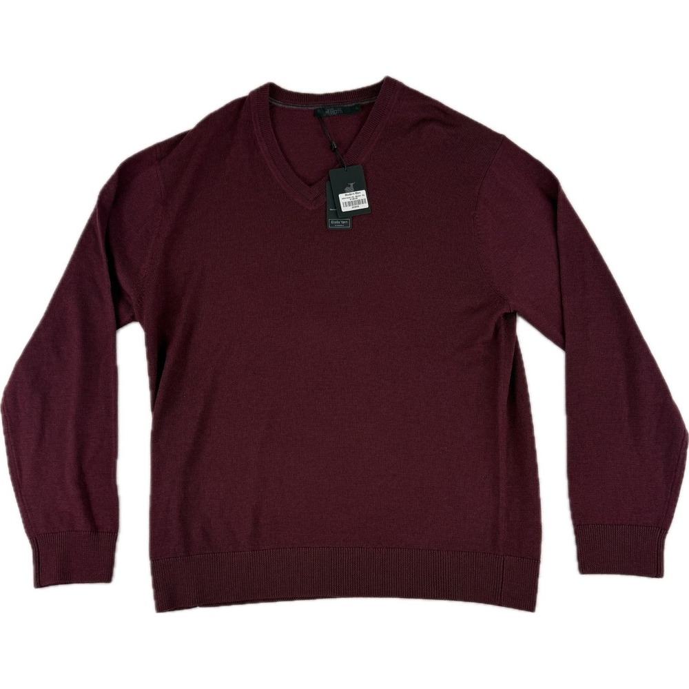 Raffi Bronson Sweater‎ Men's Size XL Merino Wool Burgundy Minimalist Luxury NWT